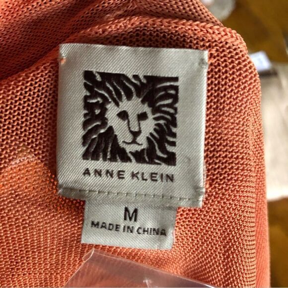 NWT Ann Klein Orange Open Semi-Sheer Cardigan Sweater - M - Picture 9 of 10